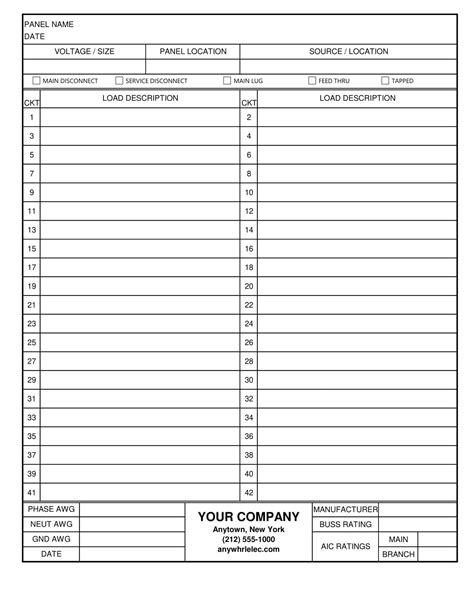 electronic panel schedule template